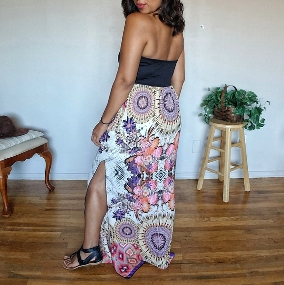 🏷CLEARANCE BOHO STRAPLESS SWEETHEART MAXI DRESS - Picture 3 of 5
